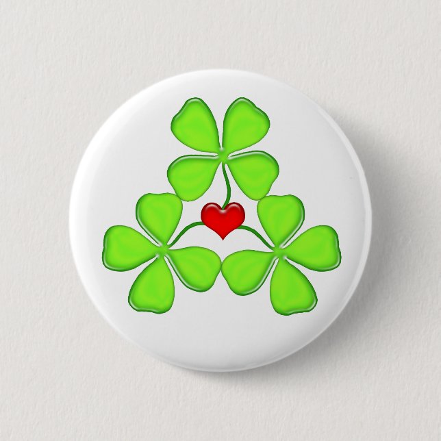 lucky shamrock Irish four-leaf clover St. Patrick 6 Cm Round Badge (Front)