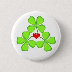 lucky shamrock Irish four-leaf clover St. Patrick 6 Cm Round Badge