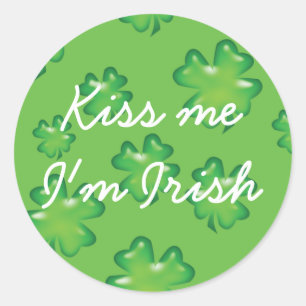 lucky shamrock Irish four-leaf clover St. Patrick Classic Round Sticker