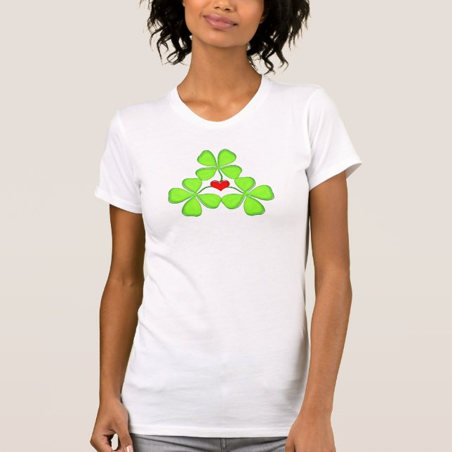 lucky shamrock Irish four-leaf clover St. Patrick T-Shirt (Front)