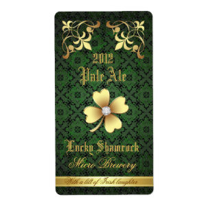 Lucky Shamrock Lace Gold Beer Label