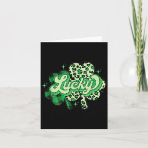 Lucky Shamrock Leopard,checkered Patricks Day Funn Card