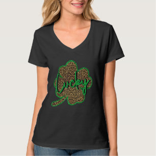 Lucky Shamrock Leopard Print St Patricks Day Irish T-Shirt