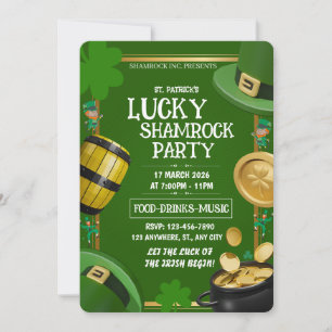 Lucky Shamrock Party St. Paddy's Day Customisable Invitation