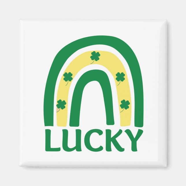 Lucky Shamrock Rainbow St Patricks Magnet (Front)