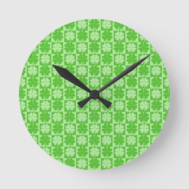 Lucky Shamrock Round Clock (Front)