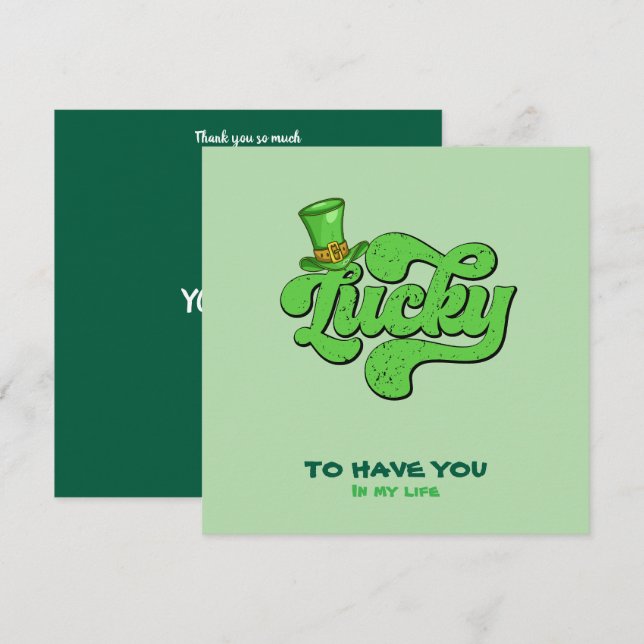 Lucky Shamrock St. Patrick’s Day Flat Card  (Front/Back)