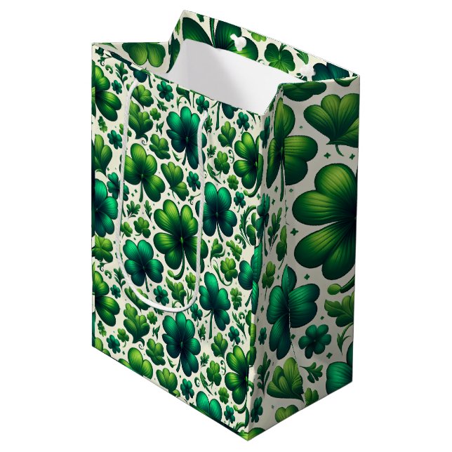 Lucky Shamrock St. Patrick’s Day Gift Bag (Front Angled)