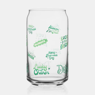 Lucky Shamrock St. Patrick’s Day Pattern  Can Glass