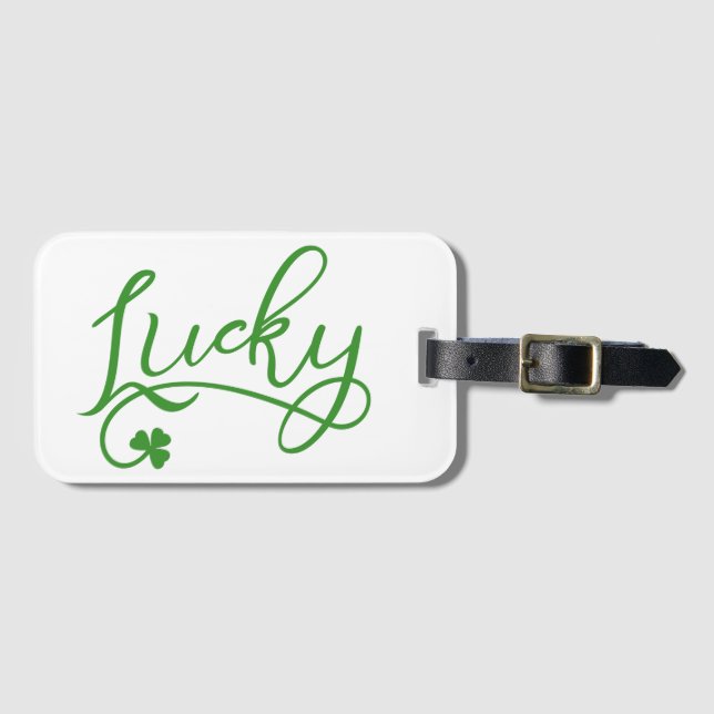 Lucky Shamrock St Patricks Day Irish Luggage Tag (Front Horizontal)