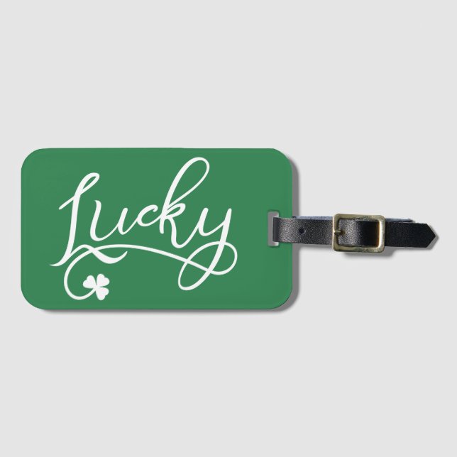 Lucky Shamrock St Patricks Day Irish Luggage Tag (Front Horizontal)