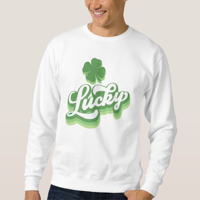 Lucky Shamrock St Patrick's Day Irish Sweatshirt (Front)