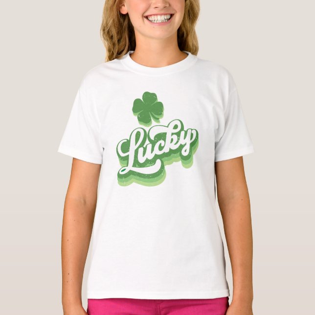 Lucky Shamrock St Patrick's Day Irish T-Shirt (Front)