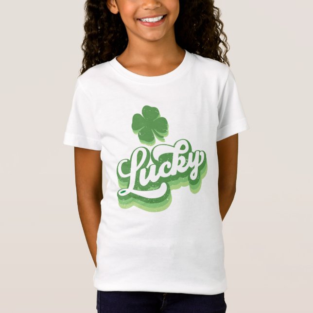 Lucky Shamrock St Patrick's Day Irish T-Shirt (Front)