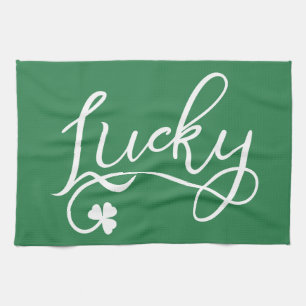 Lucky Shamrock St Patricks Day Irish Tea Towel