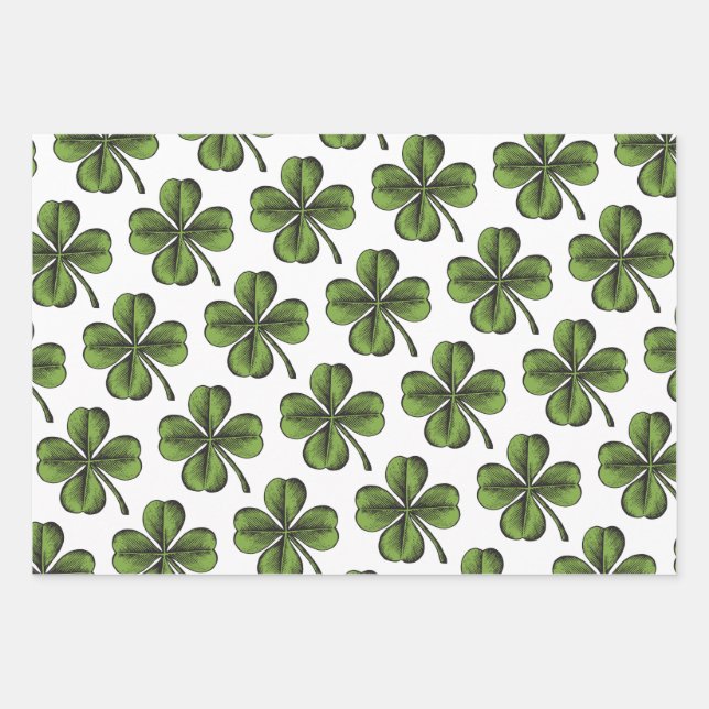 Lucky Shamrock Wrapping Paper Sheet (Front)