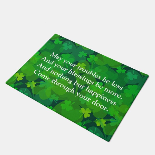 Lucky Shamrocks - Clovers All Over Doormat (Angled)