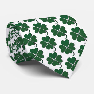 Lucky Shamrocks Green and White Tie