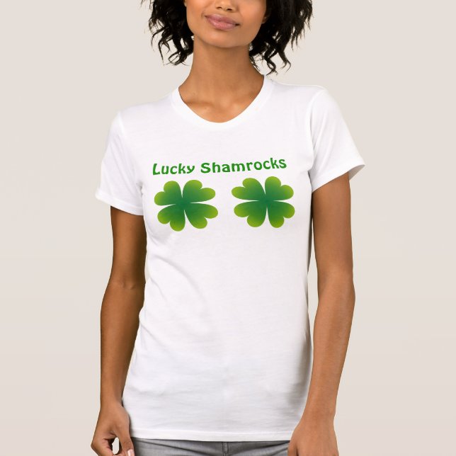 Lucky Shamrocks St Patricks Day T-Shirt (Front)