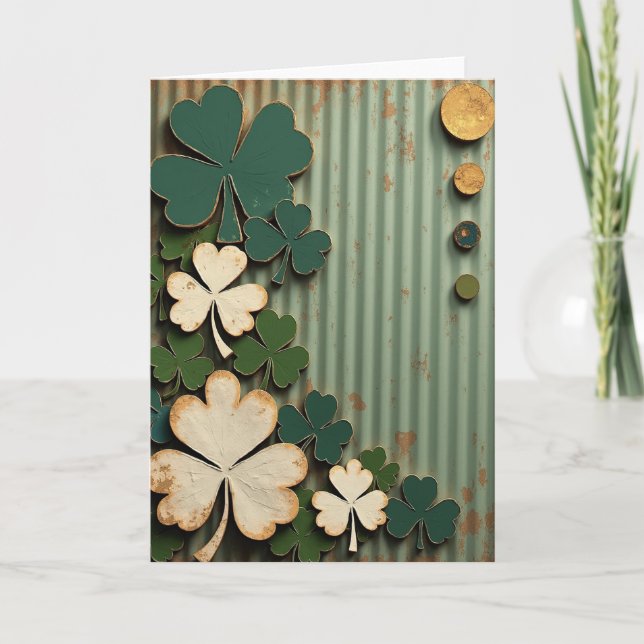 Lucky Shamrocks Vintage Style Card (Front)