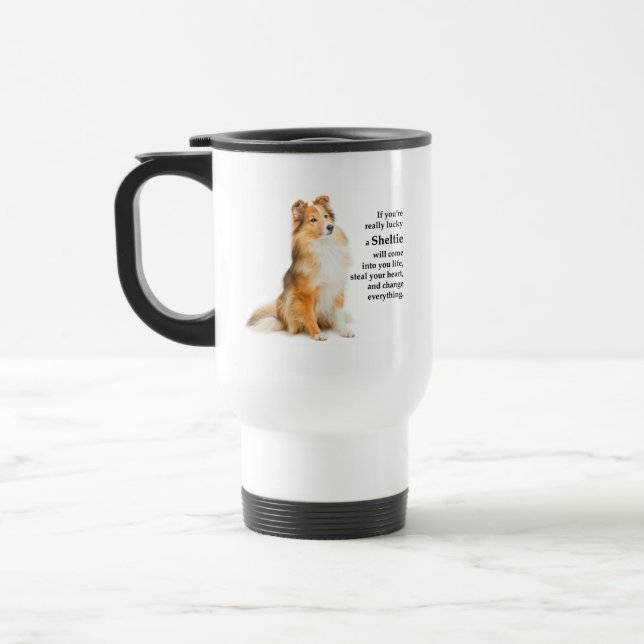 Lucky Sheltie Travel Mug (Left)