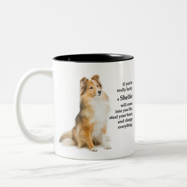 Lucky Sheltie Two-Tone Coffee Mug (Left)