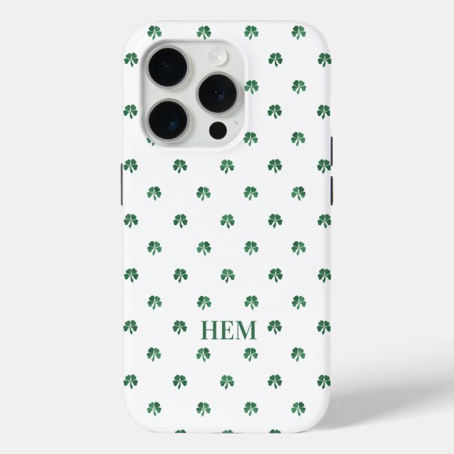 Lucky Shot Monogrammed Irish Four Leaf Clovers Case-Mate iPhone Case (Back)