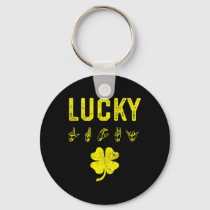 LUCKY Sign Language Deaf Awareness St Patricks Day Key Ring