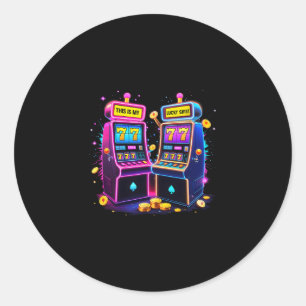 Lucky Slot Machine Casino Gambling Lovers Las Vega Classic Round Sticker