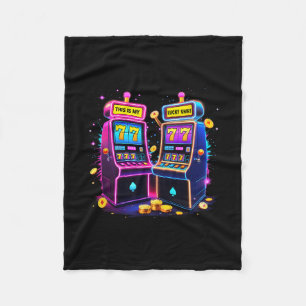 Lucky Slot Machine Casino Gambling Lovers Las Vega Fleece Blanket