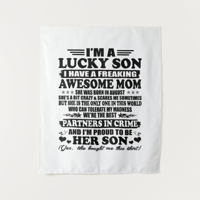 Lucky Son Have A Freaking Awesome Mum Augus Tapestry (Front)
