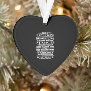 Lucky Son Raised By A Awesome Mum Gift For Mum Ornament