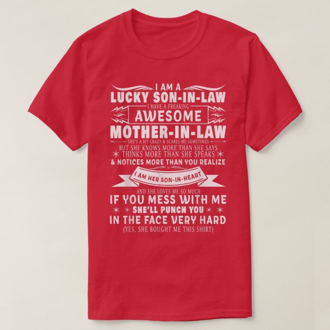 Lucky SonInLaw Of Mother In Law Funny Mother Of Th T-Shirt (Design Front)