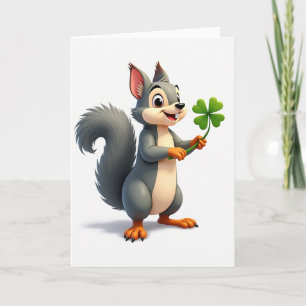 Lucky Squirrel Clover Card