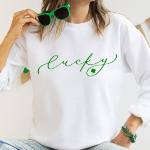 Lucky St. Patrick’s Day Cute Green Script Sweatshirt