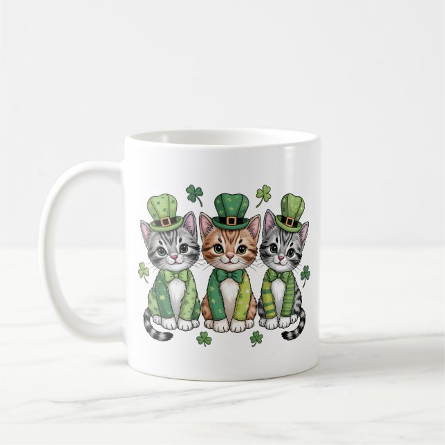 Lucky St. Patrick’s Day Kittens-47474 Coffee Mug (Left)
