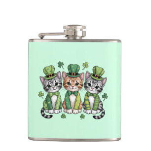 Lucky St. Patrick’s Day Kittens-47474 Hip Flask