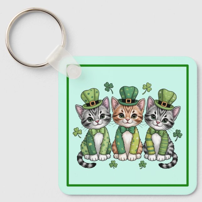 Lucky St. Patrick’s Day Kittens-47474 Key Ring (Front)