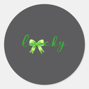 Lucky, St.patricks Day Coquette,shamrock Funny Classic Round Sticker