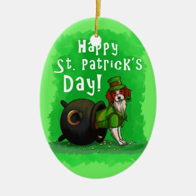 Lucky St. Patrick's Day Dog Ceramic Tree Decoration (Front)