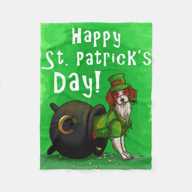 Lucky St. Patrick's Day Dog Fleece Blanket (Front)