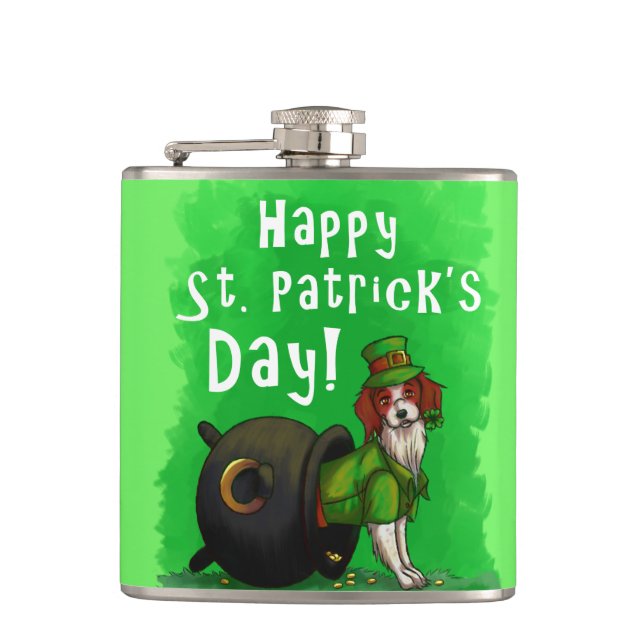 Lucky St. Patrick's Day Dog Hip Flask (Front)