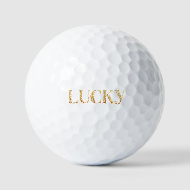 Lucky St. Patrick's Day Gold Leaf Pattern Golf Balls (Front)