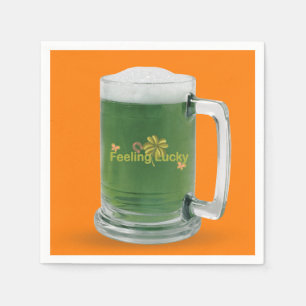 Lucky St. Patrick's Day Green Beer Napkin