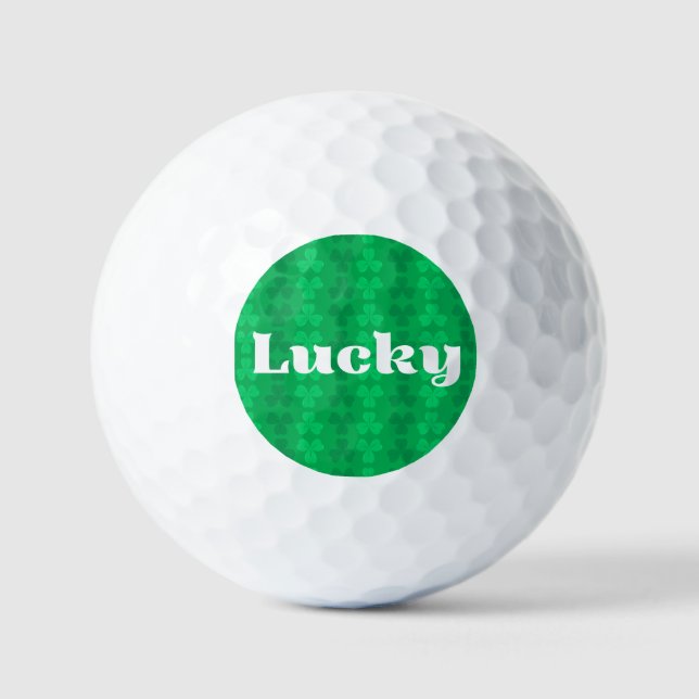 Lucky St. Patrick's Day Green Shamrock Pattern Golf Balls (Front)