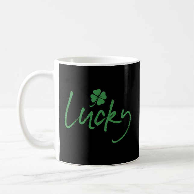 Lucky St Patrick'S Day Irish Shamrock 4 Leaf Clove Coffee Mug (Left)