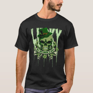 Lucky St. Patrick's Day Irish Skull 4-Leaf Clover T-Shirt