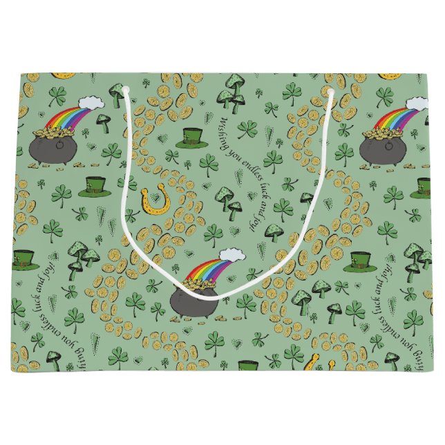 Lucky St Patricks Day Luck & Joy Large Gift Bag (Front)