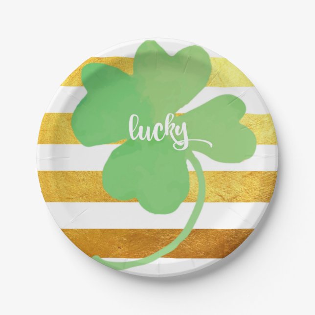 Lucky St Patrick's Day Paper Plate (Front)