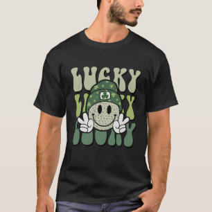 Lucky St Patricks Day Retro Groovy Lucky Smile Mem T-Shirt